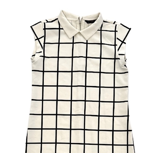 Zara Trafaluc Check Pattern Grid Mini Short Dress, Back/Off White, Size S - Picture 7 of 11